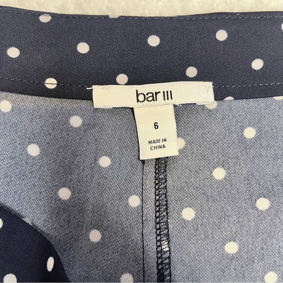 Bar III Midnight Dots Polka Dot Tie Waist High Rise Shorts Size 6 NWT - Picture 5 of 6